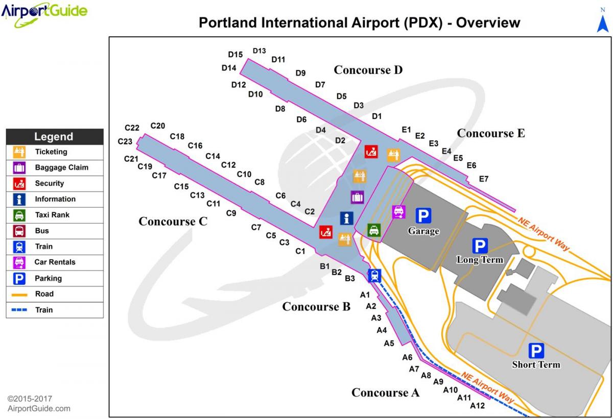 harta de aeroportul internațional Portland