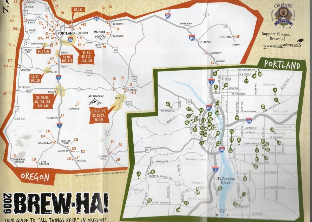 harta de fabrici de bere din Portland Oregon 