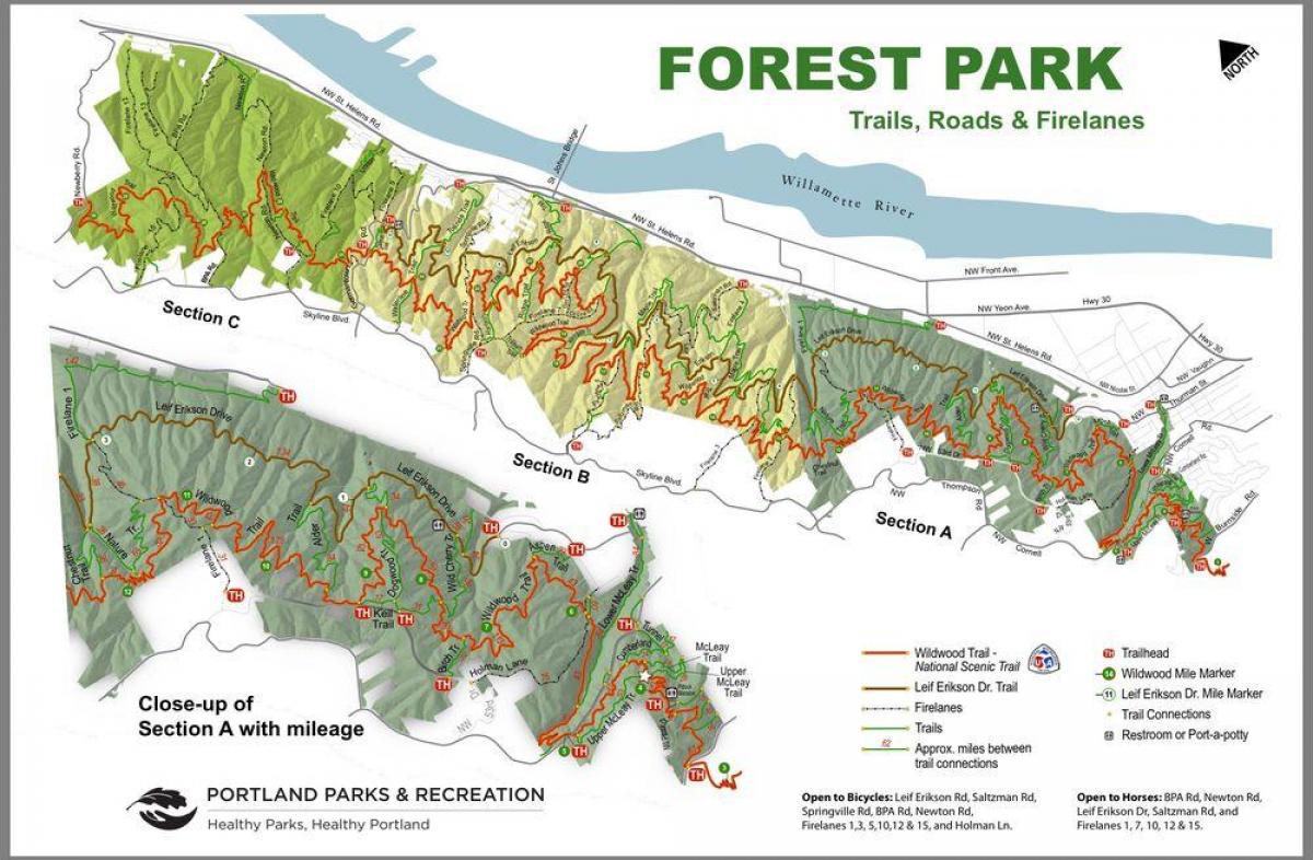 Forest Park, Portland arată hartă