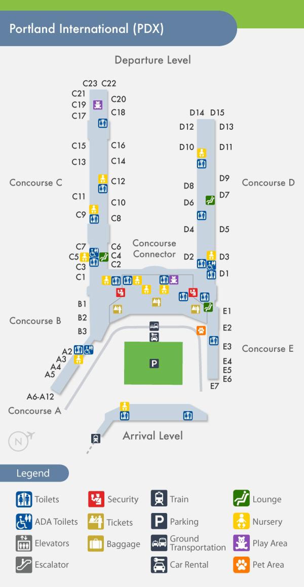harta PDX aeroport