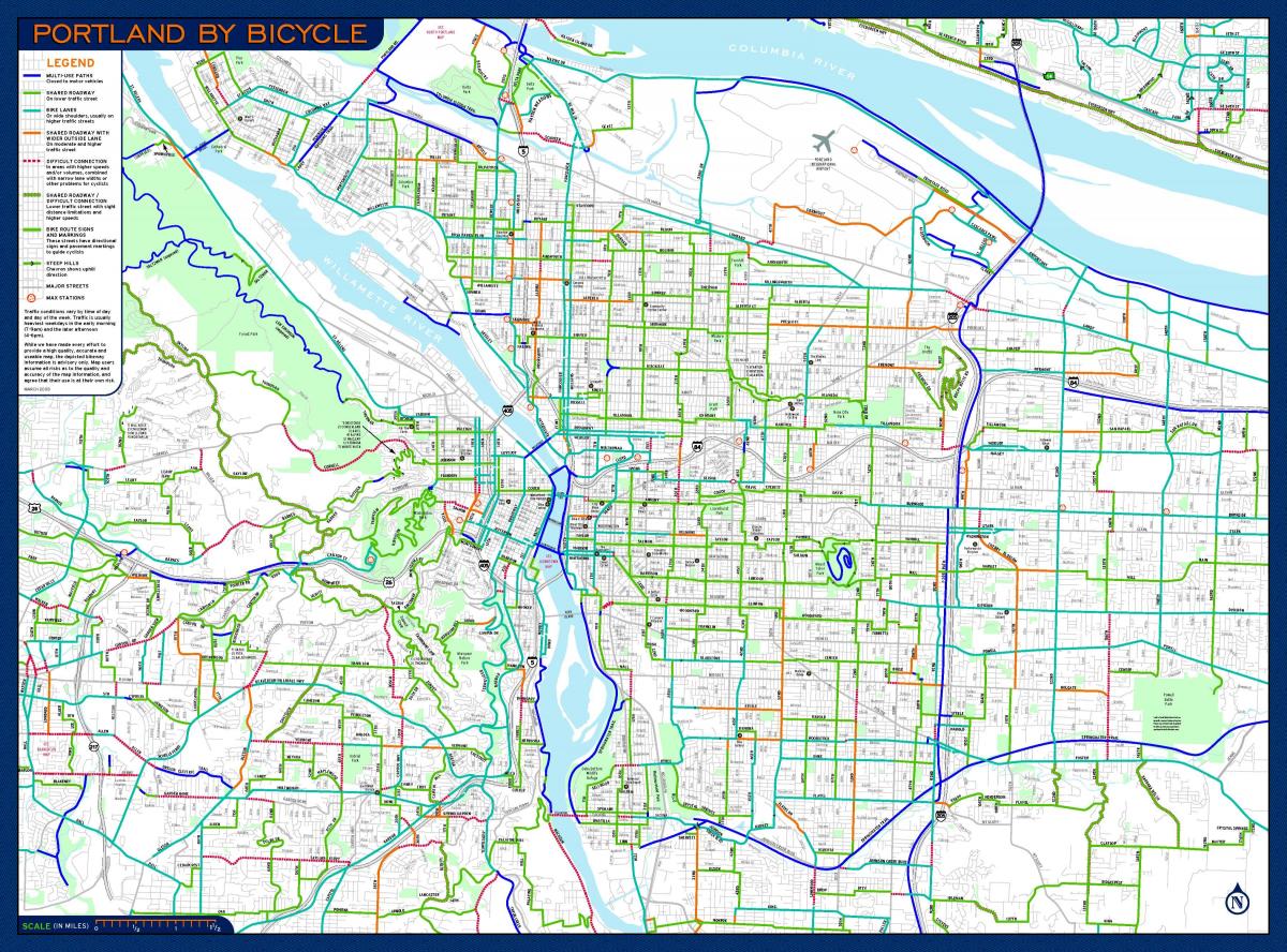 bicicleta Portland arată hartă