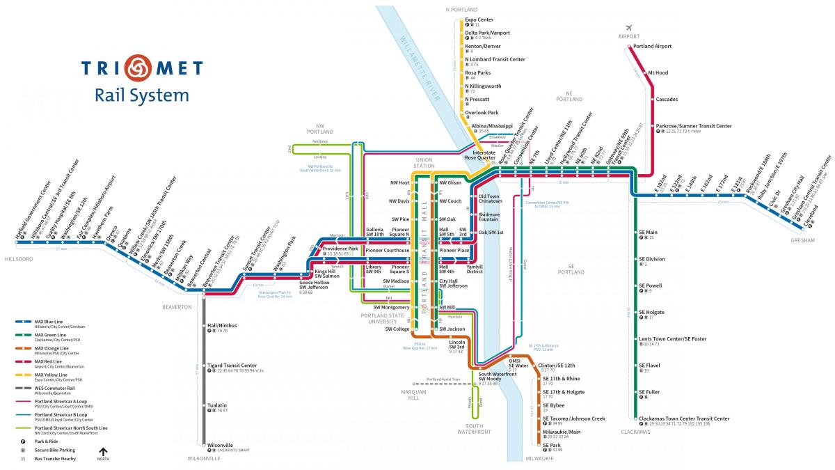 Portland sistemului feroviar hartă
