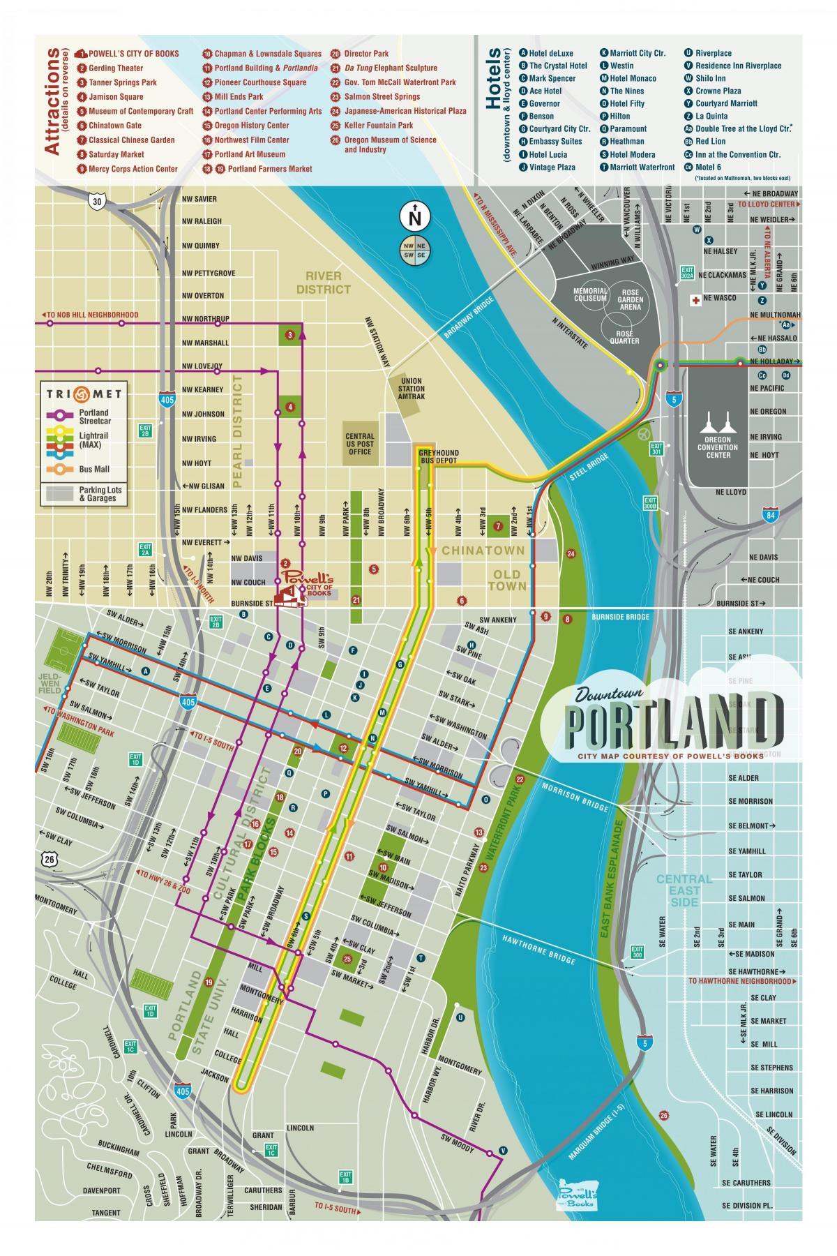 Portland harta obiectivelor turistice
