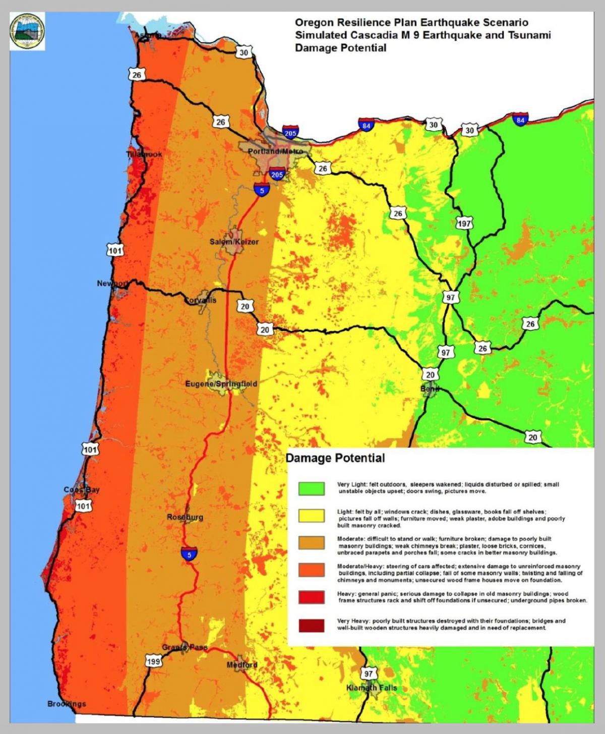 cutremur harta Portland Oregon