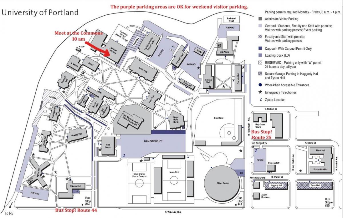 harta de la Universitatea din Portland