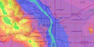 Portland Oregon altitudine hartă