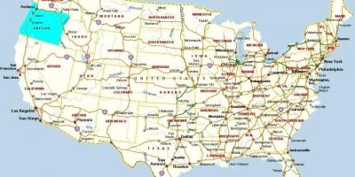 Portland, Oregon pe harta de statele UNITE ale americii